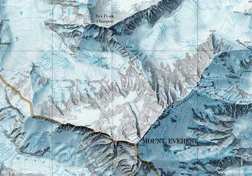 Карта Северной стены Эвереста